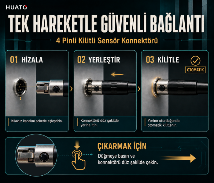 Huato CableNanoSense-18 kilitli sensör konnektörü bağlantı adımları